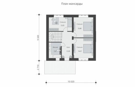 Одноэтажный дом с мансардой и крыльцом